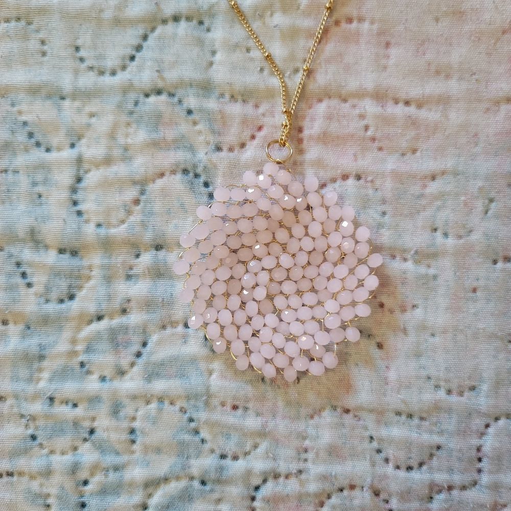 Pink Circle Crystal Pendant Necklace - Picture 2 of 9